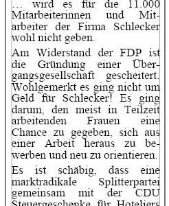Osteranzeige zu Schlecker am 07.04.2012 in der Sonntagspost