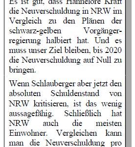 Anzeige "Solide Finanzen" in der Sonntags-Post vom 28.04.2012