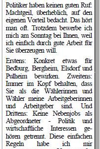 Anzeige in der Sonntags-Post vom 12.05.2012