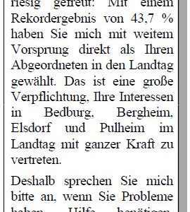 Anzeige in der Sonntags-Post vom 19.05.2012