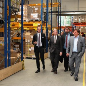 Björn Siewert (li.) und Holger Kau (re.) begleiten Franz Müntefering MdB sowie den SPD-Kreisvorsitzenden Rhein-Erft Guido van den Berg