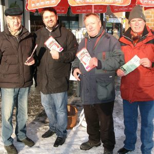 Landtagsabgeordneter Guido van den Berg (2. v.l.) im Team mit Michael Stroschein, Herbert Schmitz und Hans-R. Müller