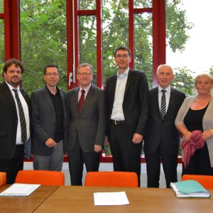 v.l.n.r.: Guido van den Berg MdL, Bundestagskandidat Dierk Timm, Staatssekretär Dr. Wilhelm Schäffer, Landratskandidat Florian Herpel, Fraktionsvorsitzender Hans Krings, Brigitte Dmoch-Schweren MdL