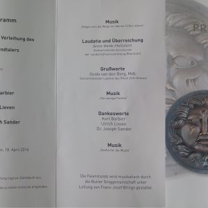 Rheinlandtaler für Herrn Barbier, Herrn Lieven und Herrn Dr. Sander am 18.04.2016