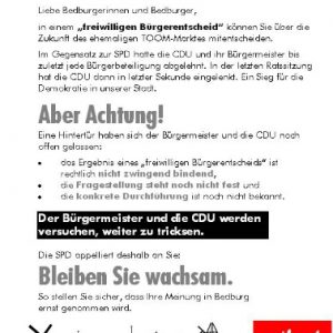 Die SPD setzt sich dafür ein, dass die Bürgerinnen und Bürger zu Wort kommen.
